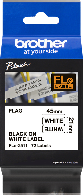 brother-fle-2511-einzelfaehnchen-etikett-21-x-45mm-schwarz-auf-weiss