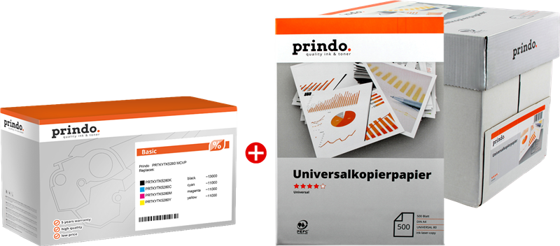 Prindo Basic Schwarz / Cyan / Magenta / Gelb Value Pack PRTKYTK5280 MCVP