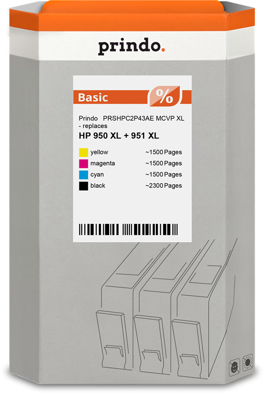 Prindo Basic XL Multipack Schwarz / Cyan / Magenta / Gelb (PRSHPC2P43AE MCVP)
