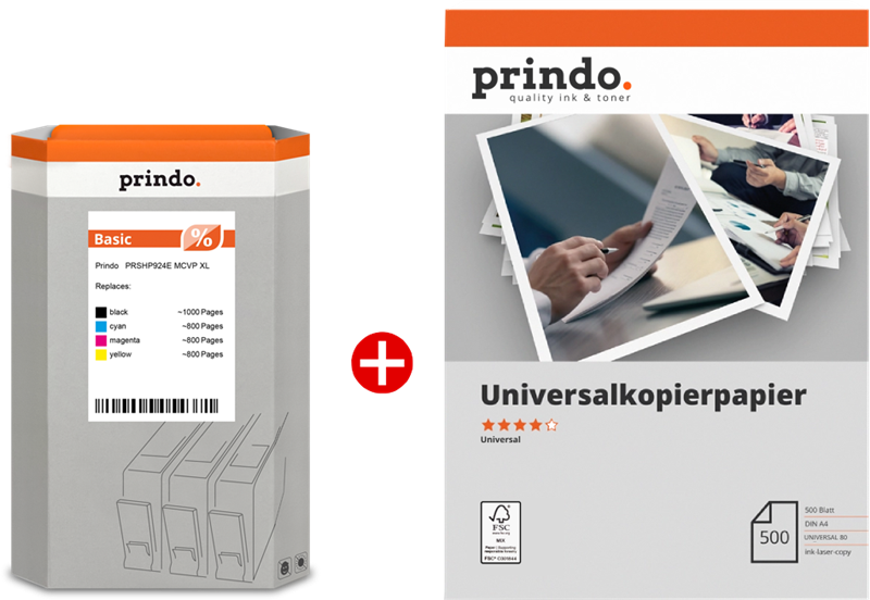 Prindo Basic XL Schwarz / Cyan / Magenta / Gelb / Weiss Value Pack PRSHP924E MCVP
