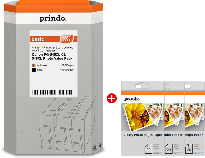Prindo Basic XL Schwarz / mehrere Farben Value Pack PRSCPG545XL_CL546XL MCVP