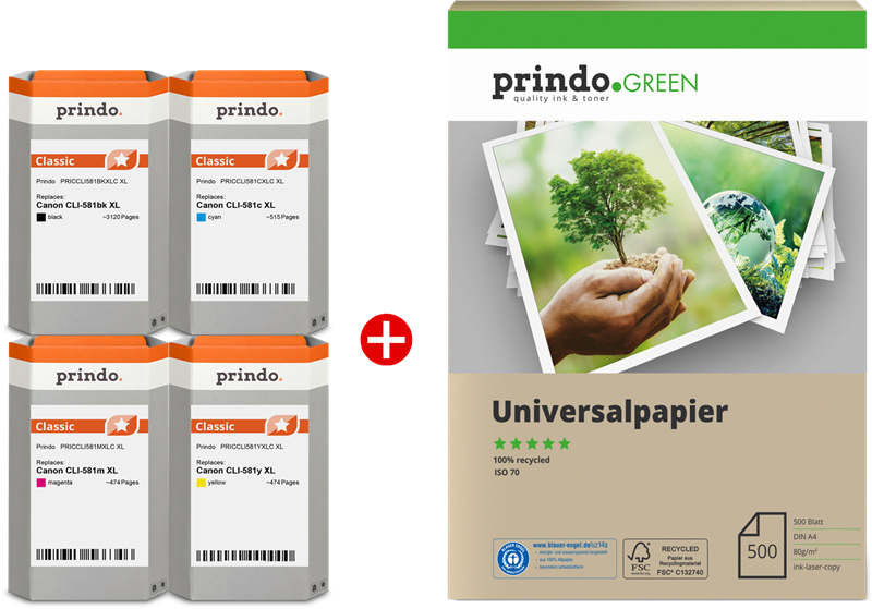Prindo Classic Schwarz / Cyan / Magenta / Gelb Value Pack PRSCCLI581XL MCVP