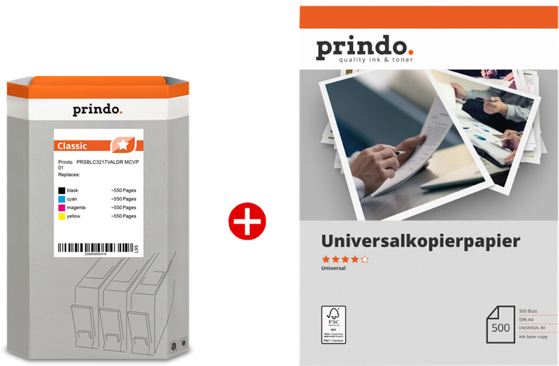 Prindo Classic Schwarz / Cyan / Magenta / Gelb / Weiss Value Pack PRSBLC3217VALDR MCVP 01