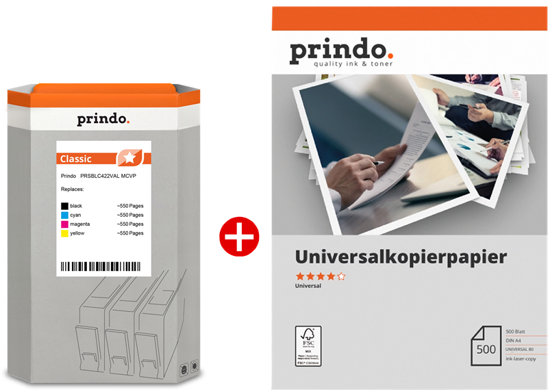 Prindo Classic Schwarz / Cyan / Magenta / Gelb / Weiss Value Pack PRSBLC422VAL MCVP