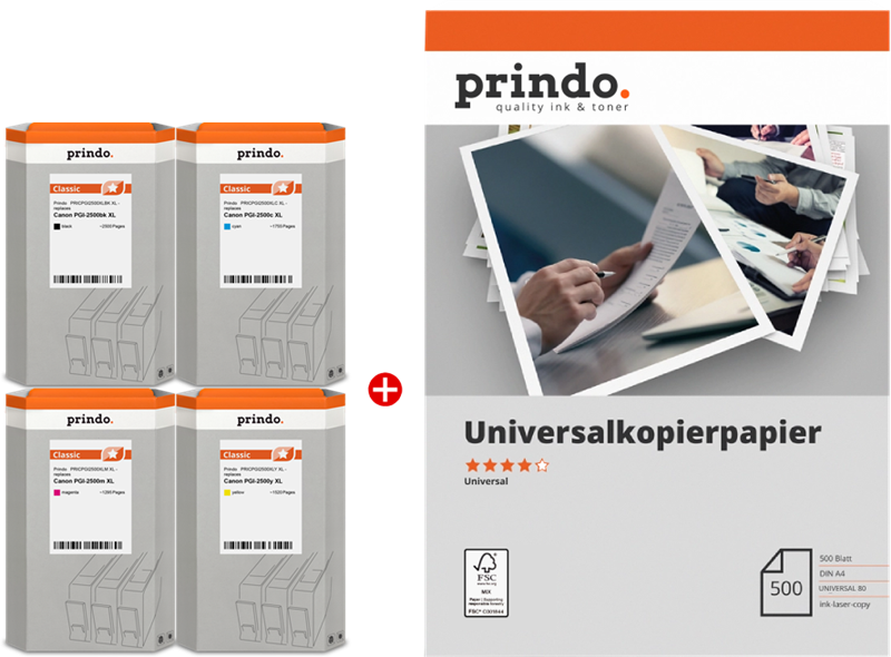 Prindo Classic XL Schwarz / Cyan / Magenta / Gelb Value Pack PRSCPGI2500XL MCVP