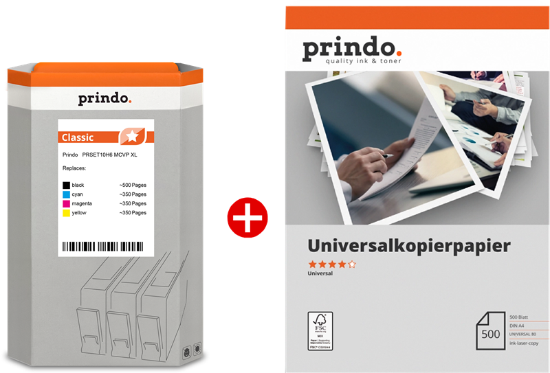 Prindo Classic XL Schwarz / Cyan / Magenta / Gelb / Weiss Value Pack PRSET10H6 MCVP