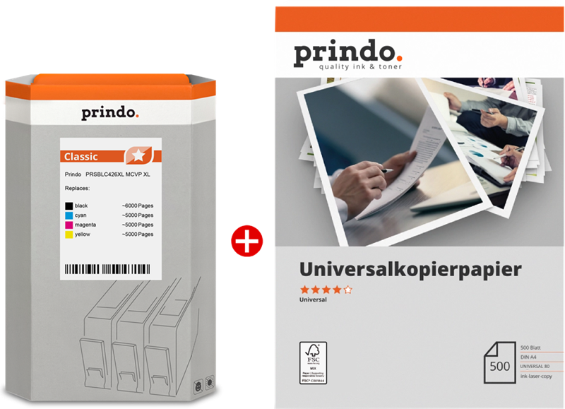Prindo Classic XL Schwarz / Cyan / Magenta / Gelb / Weiss Value Pack PRSBLC426XL MCVP