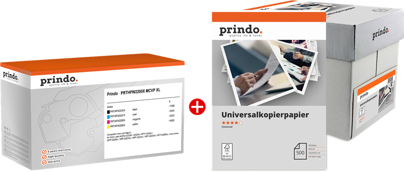 Prindo Classic XL Schwarz / Cyan / Magenta / Gelb / Weiss Value Pack PRTHPW2200X MCVP