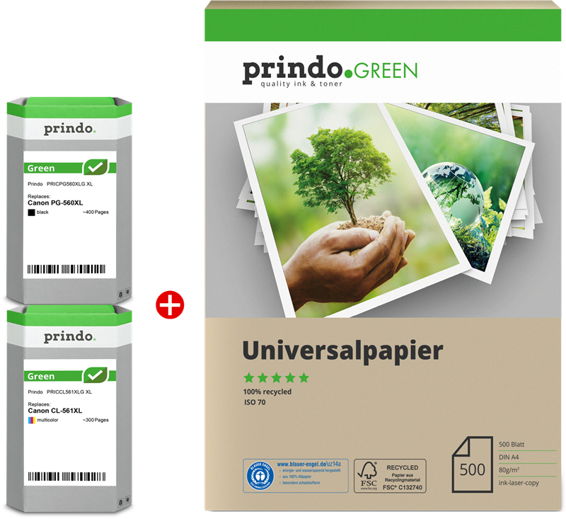 Prindo Green XL Schwarz / mehrere Farben Value Pack PRSCPG560XL_CL561XLG MCVP